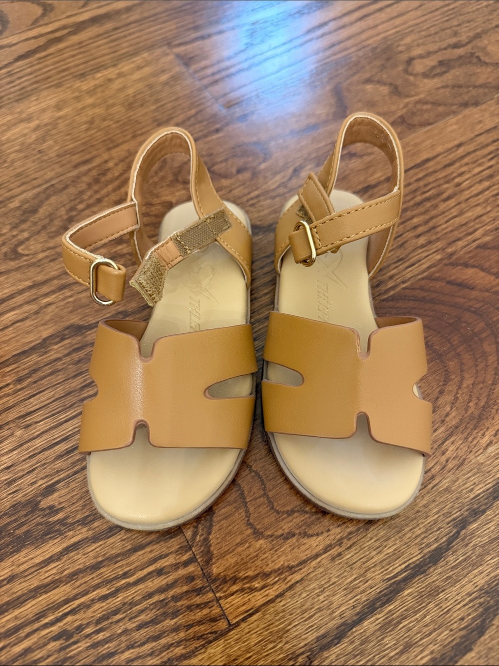 Little Girls Tan/Tobacco Strappy Sandals with Buckle